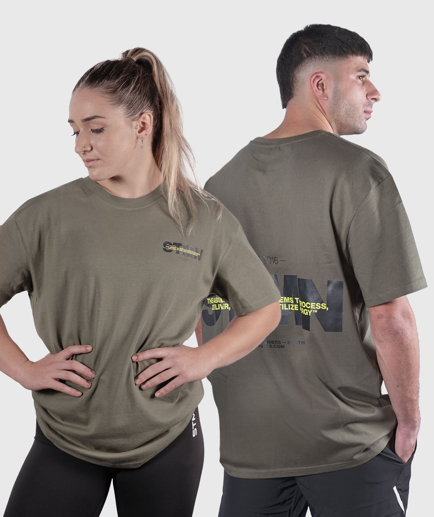 <tc>T-shirt</tc> "DOWNTOWN" Loose-Fit Military Green