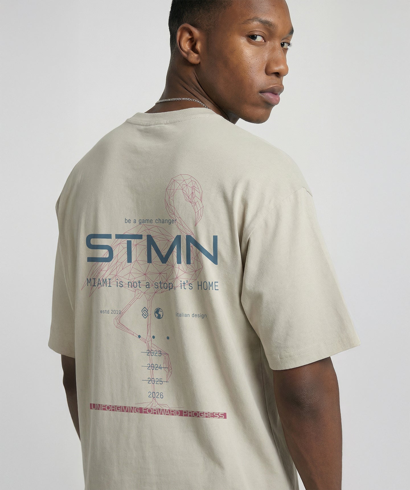 T-Shirt "MIAMI BEACH 2026" Limited Ed. LooseFit Beige