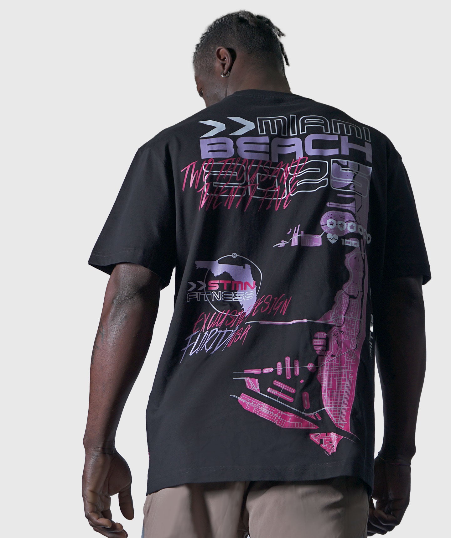 <tc>T-shirt</tc> &quot;MIAMI BEACH 2025" Limited Ed. Loose-Fit Black Unisex
