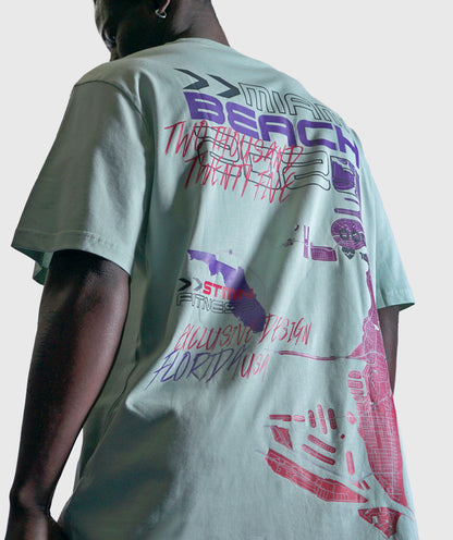 <tc>T-shirt</tc> &quot;MIAMI BEACH 2025" Limitierte Auflage. Loose-Fit Mint Unisex