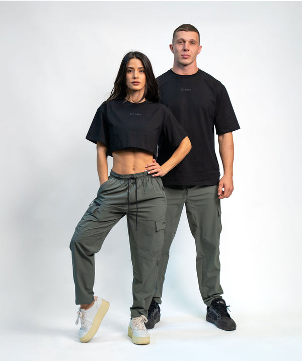 "BE A GAME CHANGER" Cropped Tee SOLID Black Woman - STMN Fitness