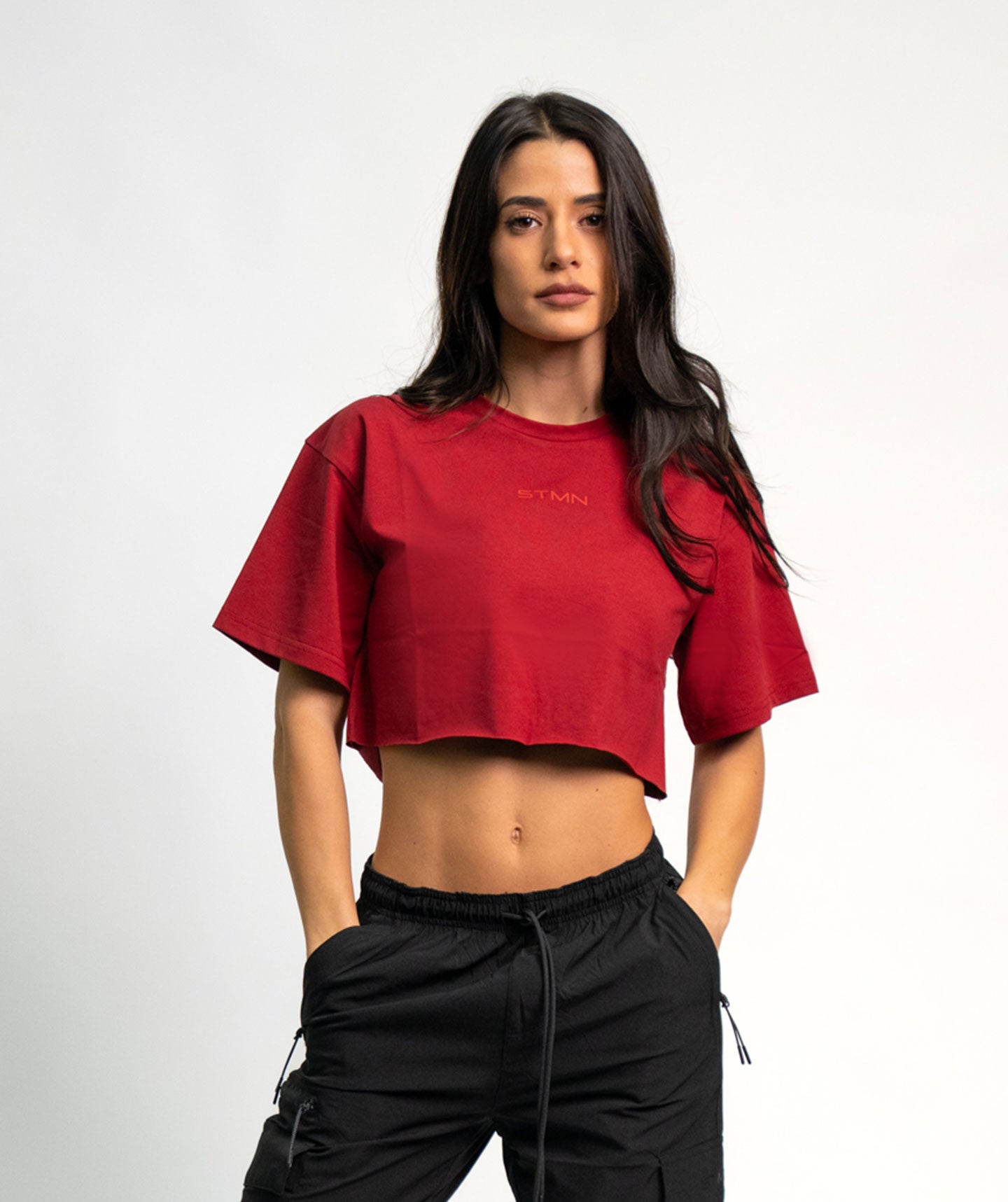 "BE A GAME CHANGER" Cropped Tee SOLID Brick Force Woman
