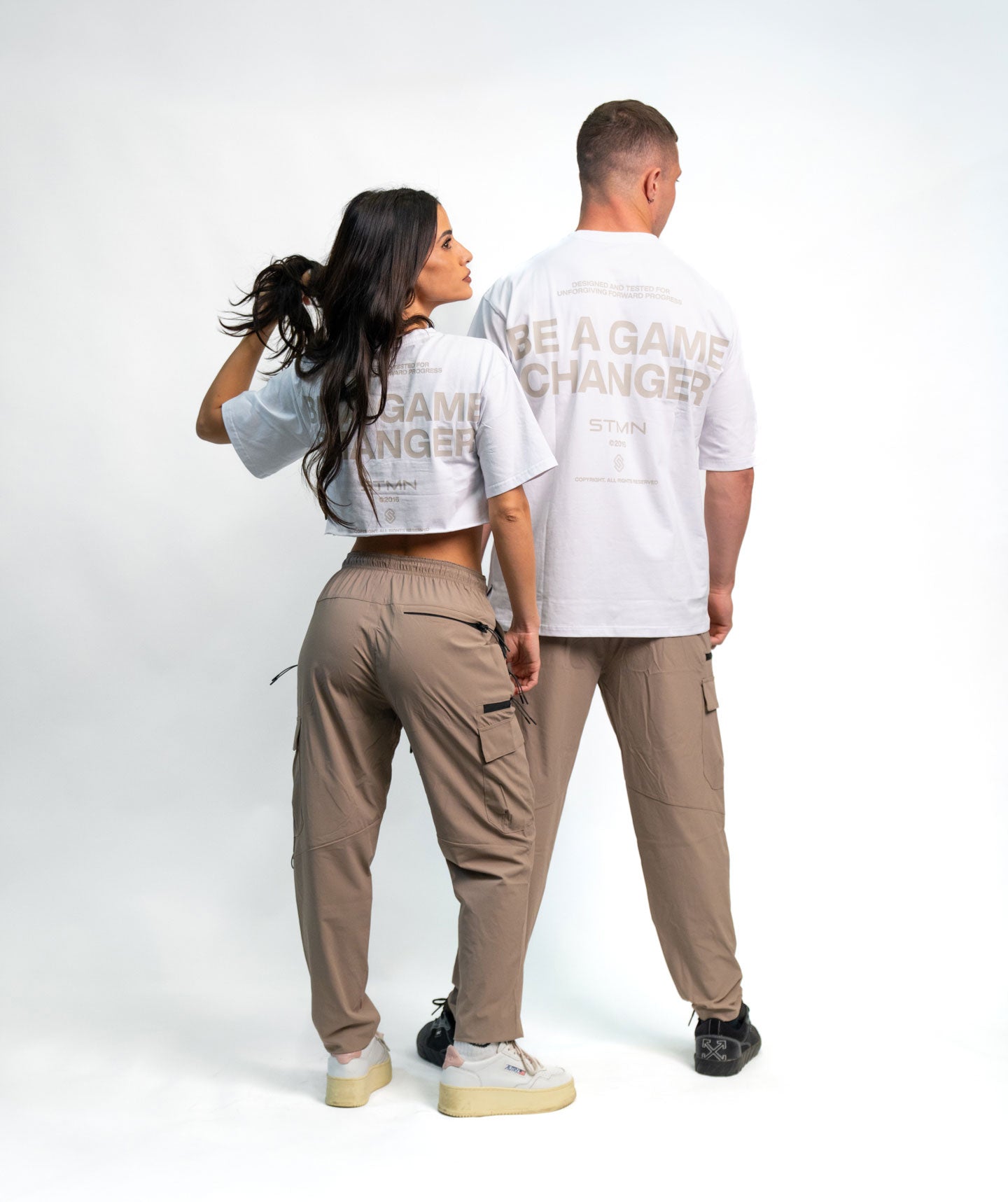 "BE A GAME CHANGER" Cropped Tee SOLID White Woman