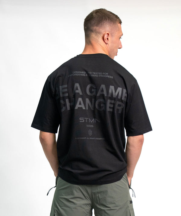 "BE A GAME CHANGER" Loose-Fit Tee SOLID Black Unisex - STMN Fitness