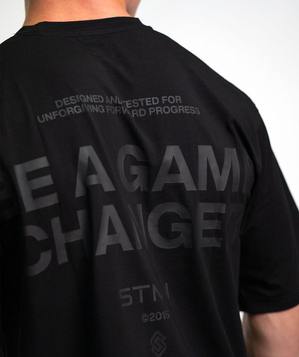 "BE A GAME CHANGER" Loose-Fit Tee SOLID Black Unisex - STMN Fitness