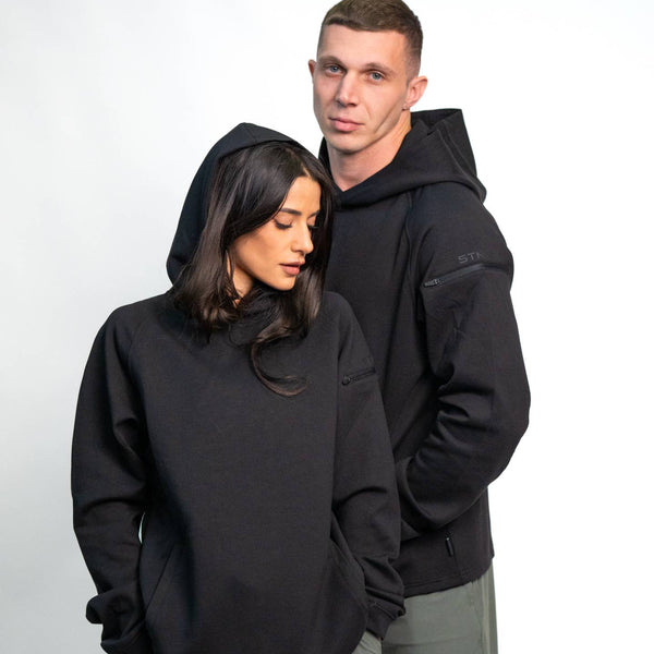 Felpa Con Cappuccio SOLID Black Unisex - STMN Fitness