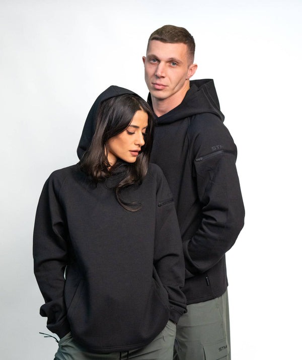 Felpa Con Cappuccio SOLID Black Unisex - STMN Fitness