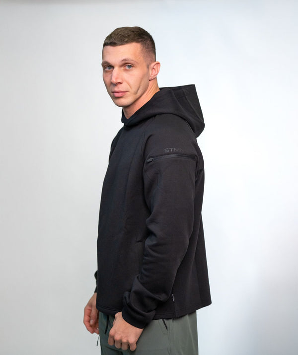 Felpa Con Cappuccio SOLID Black Unisex - STMN Fitness