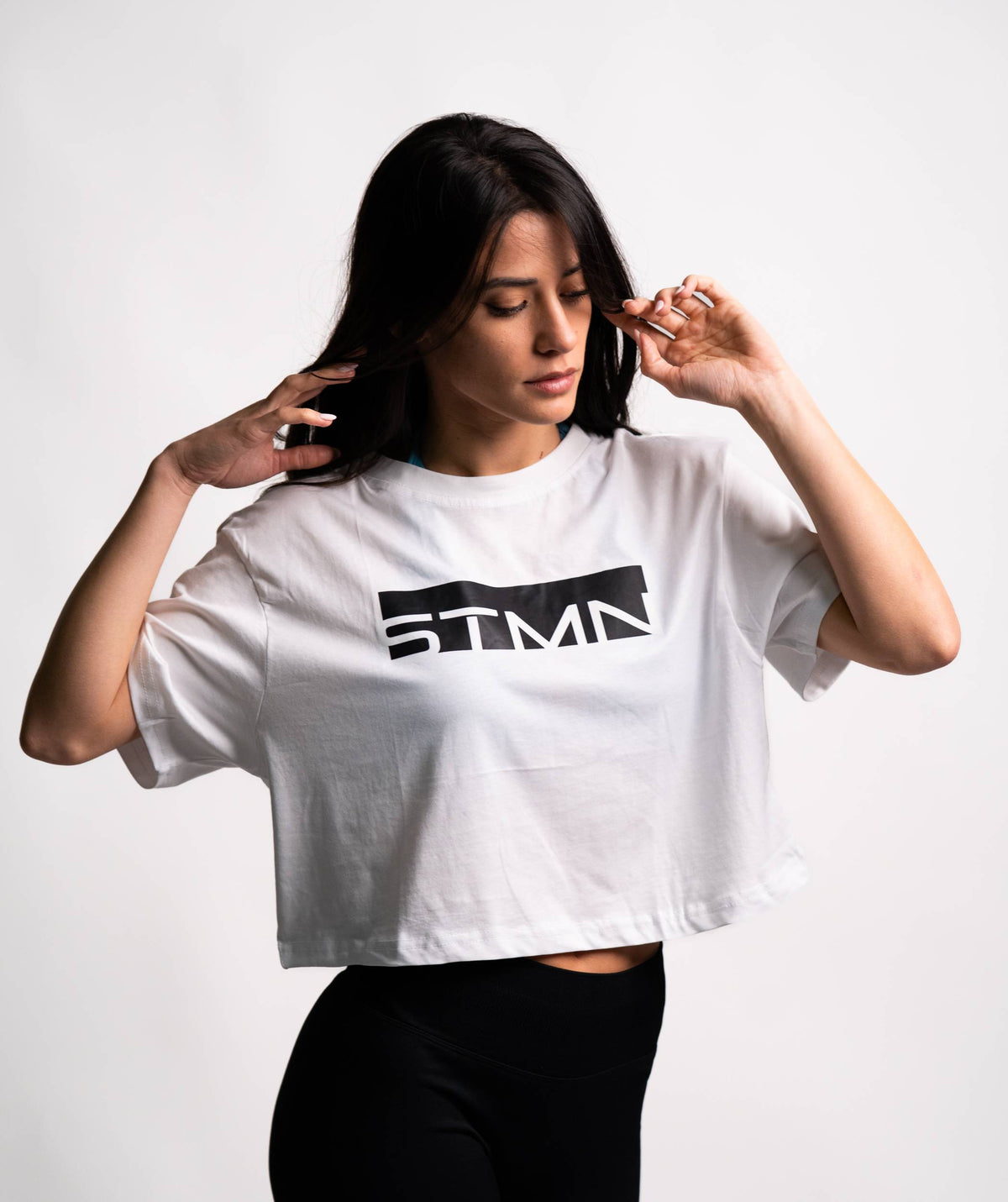 T-shirt STMN Loose-Fit Cropped White WMN - STMN Fitness