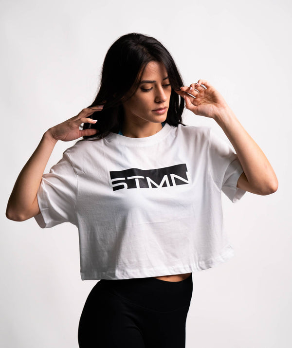 T-shirt STMN Loose-Fit Cropped White WMN - STMN Fitness