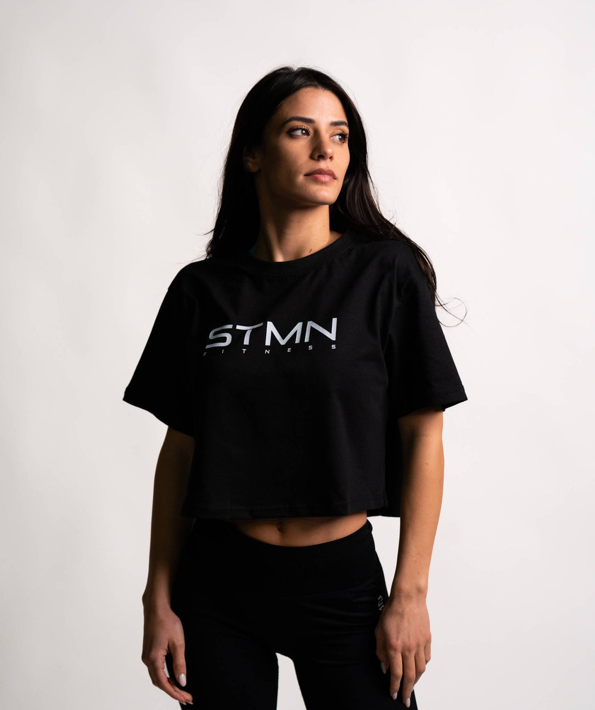 T-shirt STMN Loose-Fit Cropped Black WMN - STMN Fitness