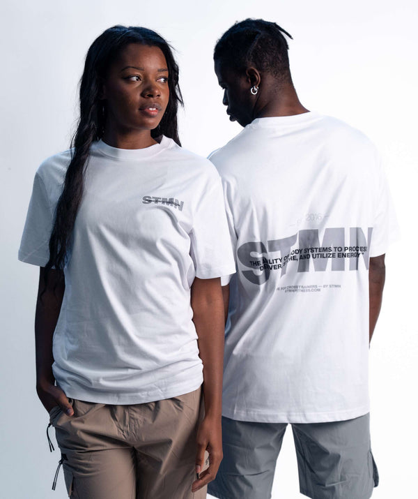 "DOWNTOWN" Loose-Fit Tee White Ice Grey - STMN Fitness