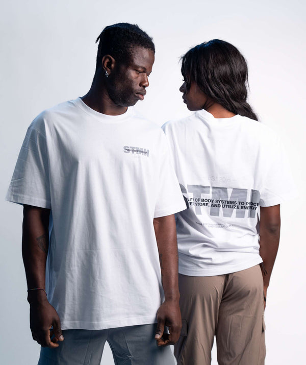 "DOWNTOWN" Loose-Fit Tee White Ice Grey - STMN Fitness