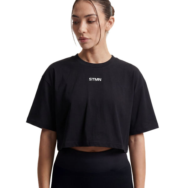 "UFP" Cropped Tee Black Donna - STMN Fitness