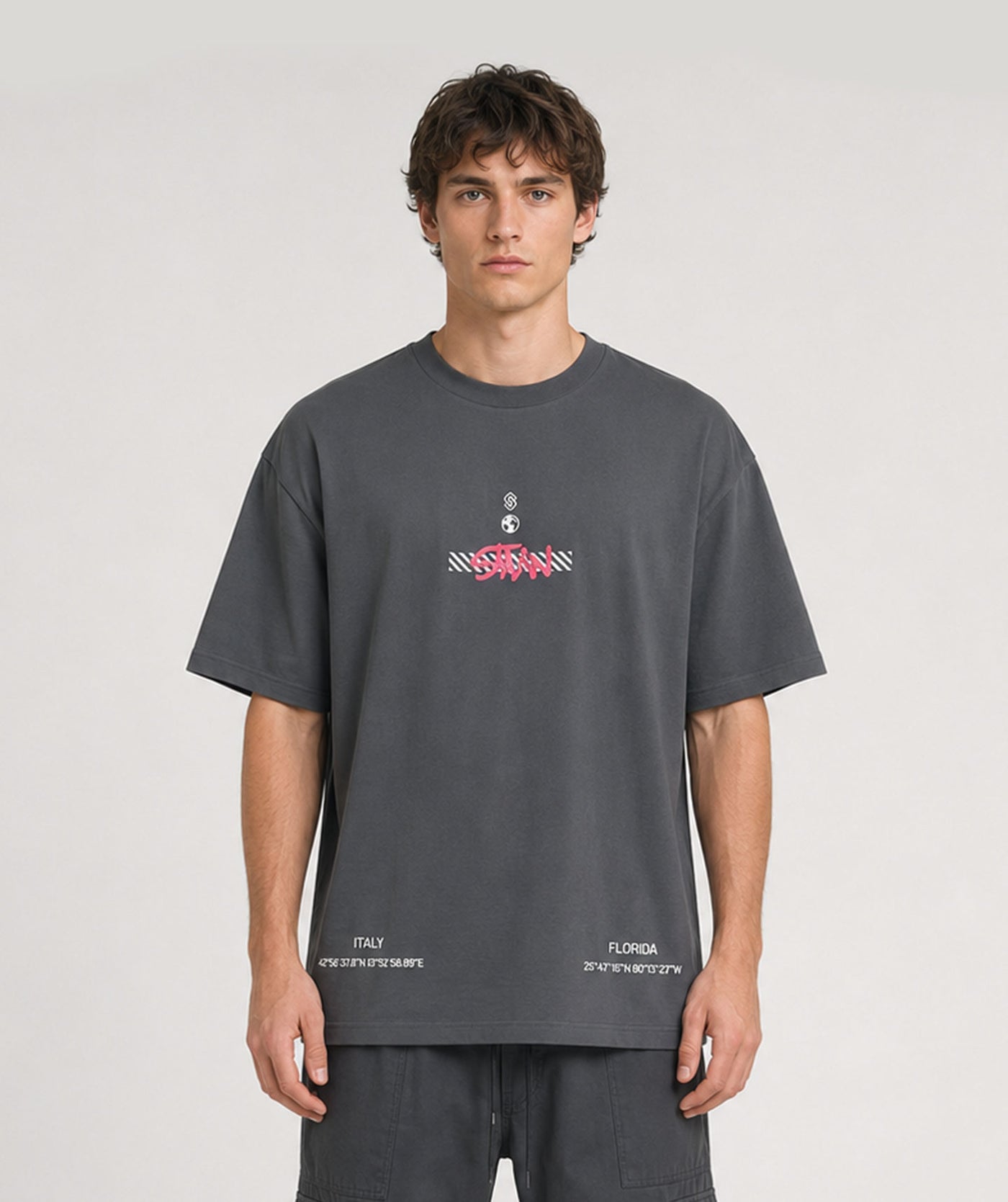 "Italy - Florida" Loose-Fit Tee Grey Unisex - STMN Fitness