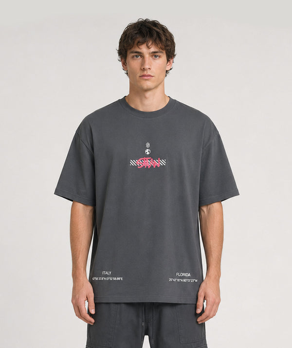 "Italy - Florida" Loose-Fit Tee Grey Unisex - STMN Fitness