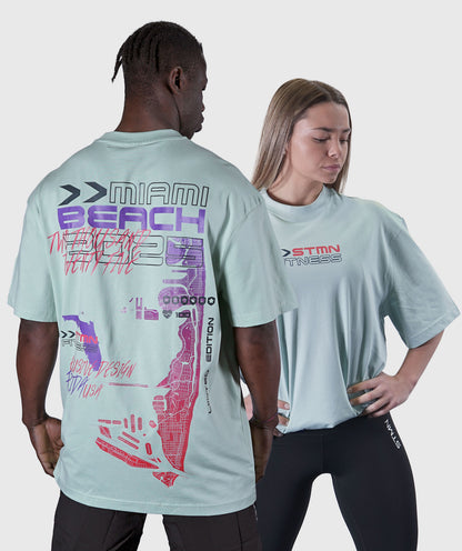 <tc>T-shirt</tc> &quot;MIAMI BEACH 2025" Limitierte Auflage. Loose-Fit Mint Unisex