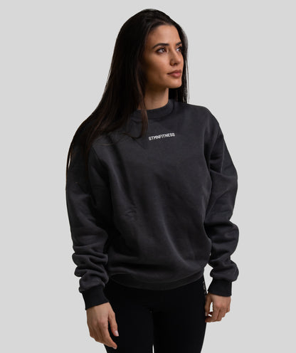 Felpa girocollo ICON Black Wash Donna - STMN Fitness