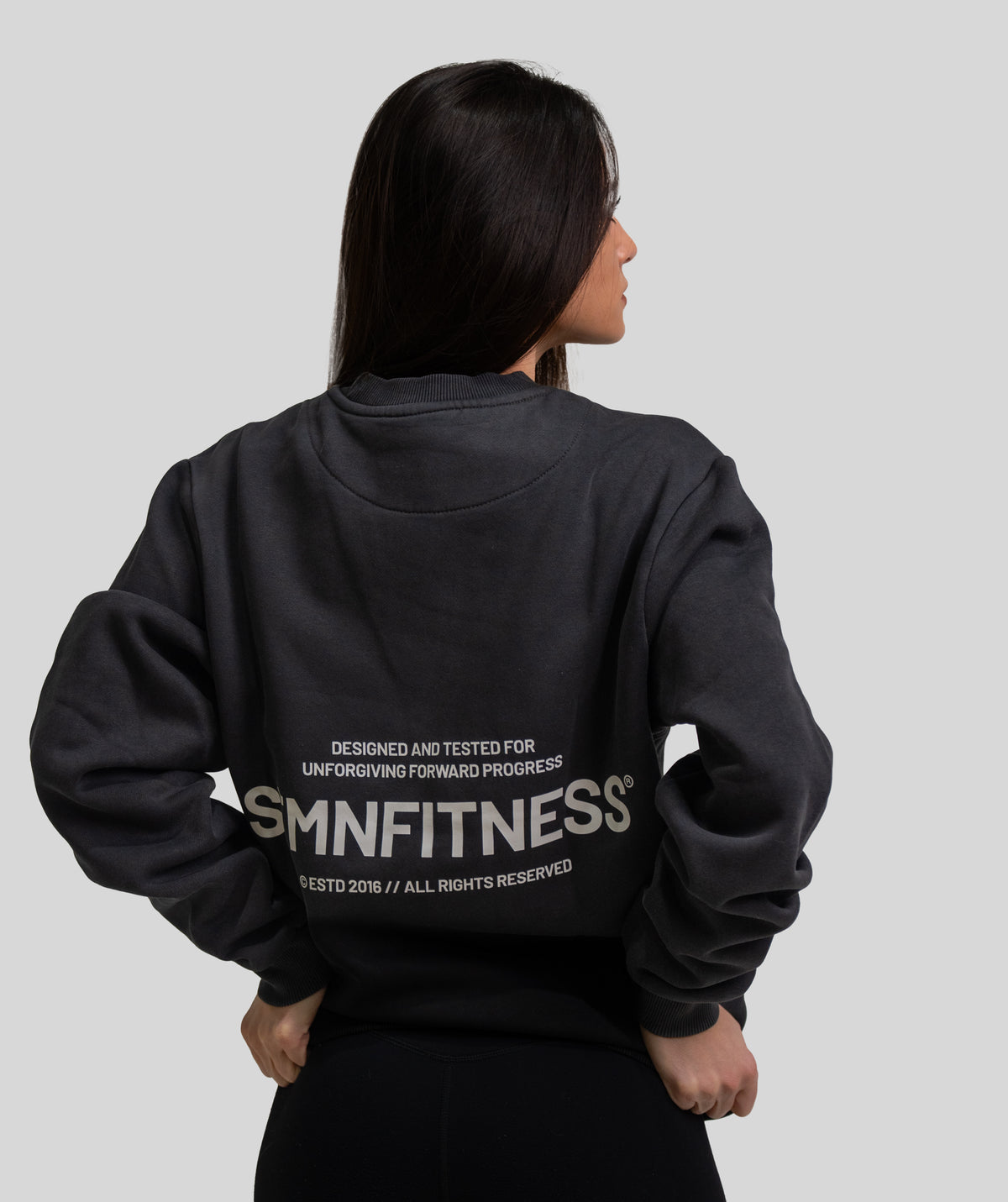 Felpa girocollo ICON Black Wash Donna - STMN Fitness