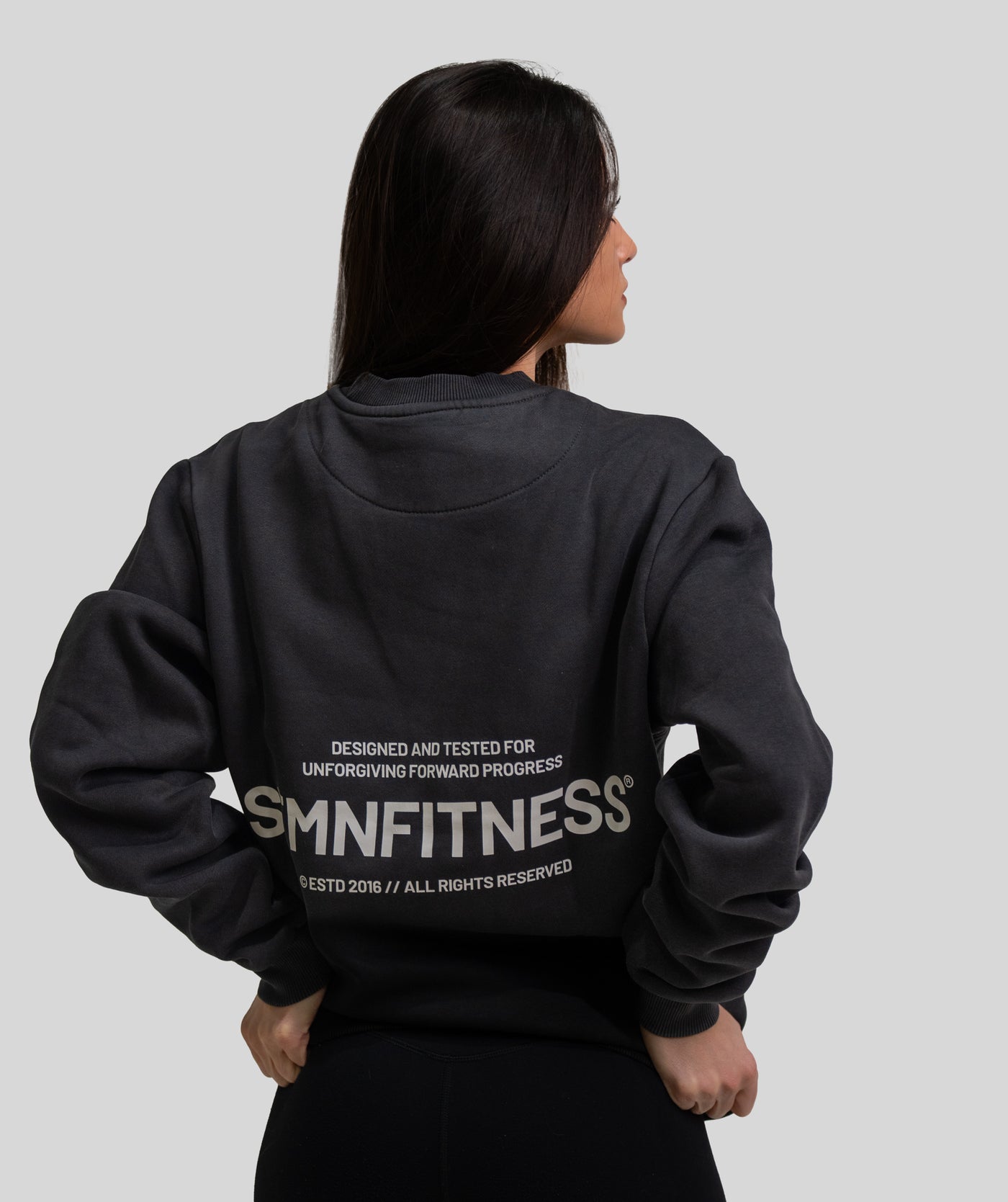 Felpa girocollo ICON Black Wash Donna - STMN Fitness
