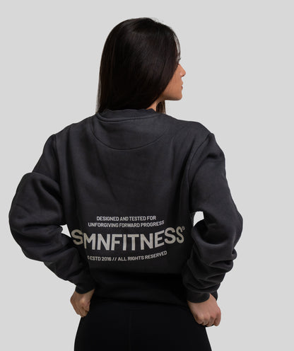 Felpa girocollo ICON Black Wash Donna - STMN Fitness