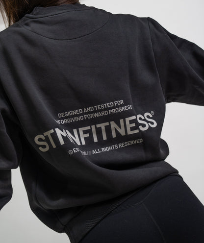 Felpa girocollo ICON Black Wash Donna - STMN Fitness