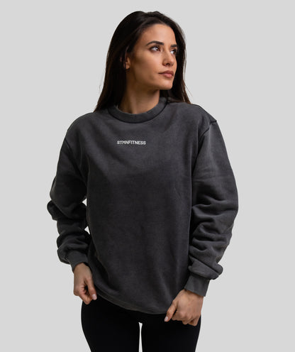 Felpa girocollo ICON Grey Wash Donna - STMN Fitness