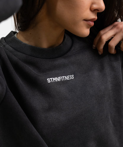 Felpa girocollo ICON Grey Wash Donna - STMN Fitness