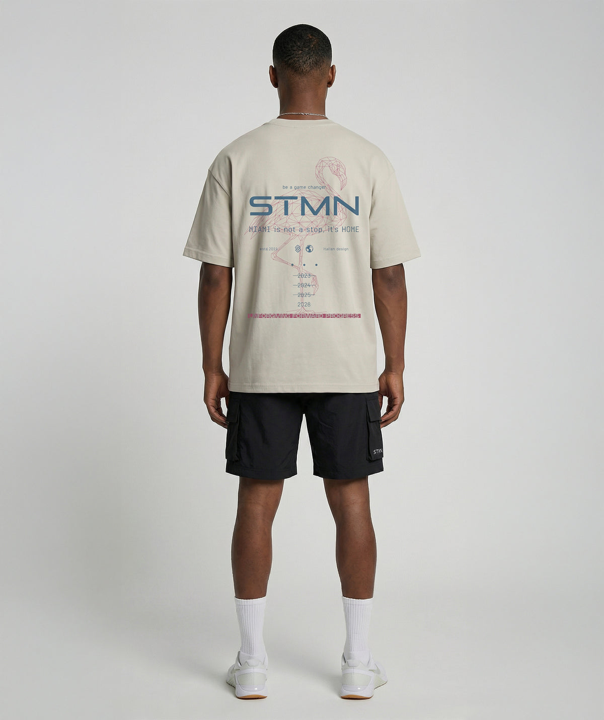 T-Shirt "MIAMI BEACH 2026" Limited Ed. LooseFit Beige - STMN Fitness