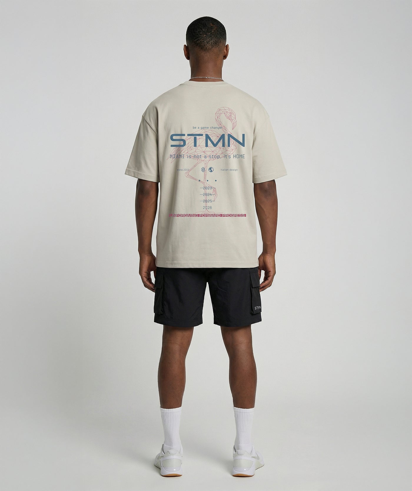 T-Shirt "MIAMI BEACH 2026" Limited Ed. LooseFit Beige - STMN Fitness
