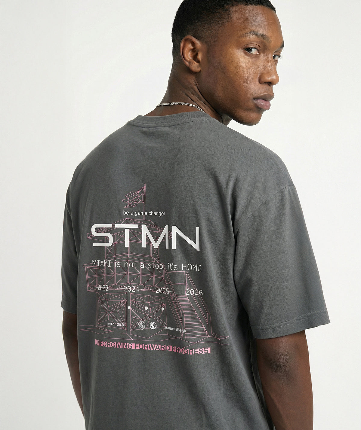 T-Shirt "MIAMI BEACH 2026" Limited Ed. LooseFit Grey - STMN Fitness