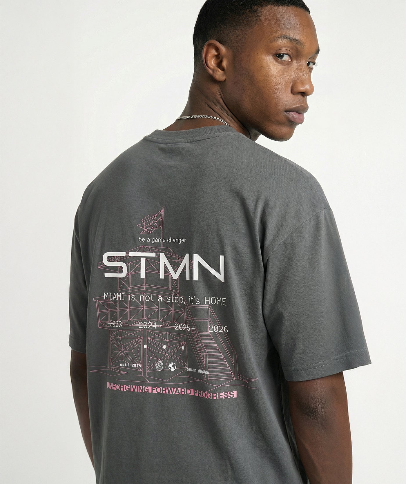 T-Shirt "MIAMI BEACH 2026" Limited Ed. LooseFit Grey - STMN Fitness
