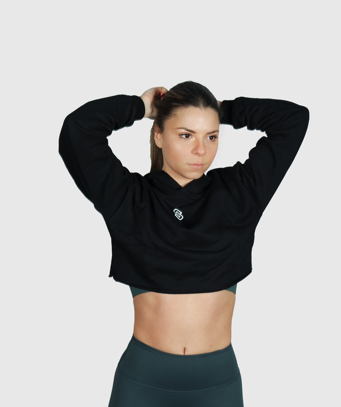 Felpa Cropped Nero Donna - Stamina Fitness