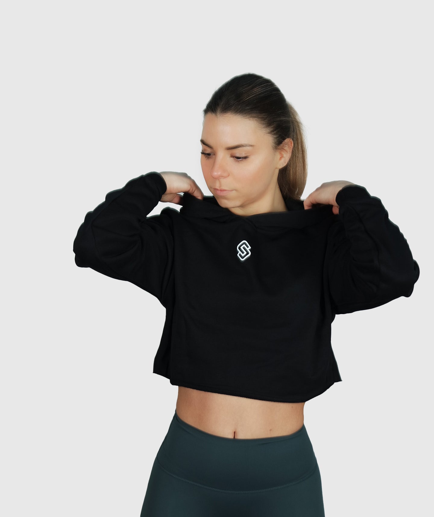 Felpa Cropped Nero Donna - Stamina Fitness